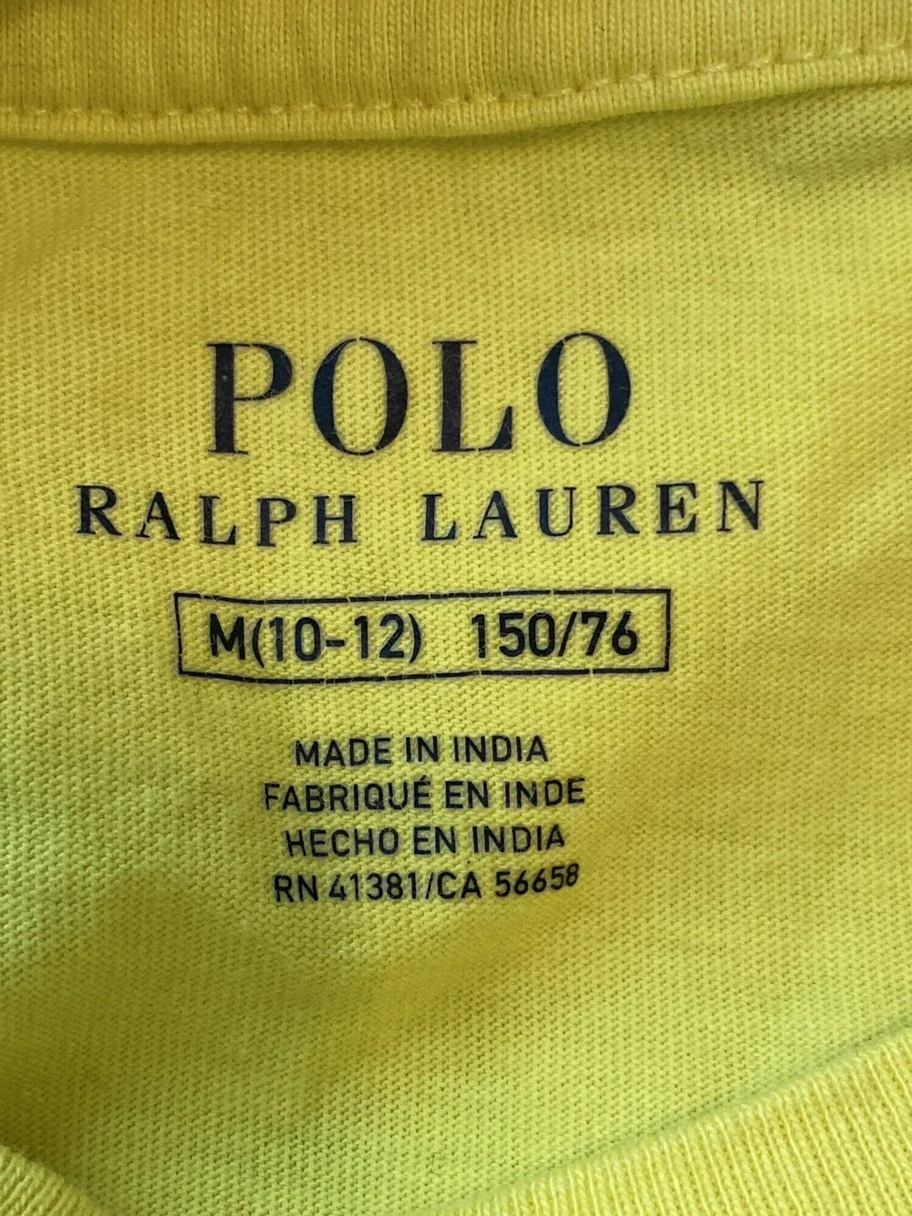 Polo Ralph Lauren Boys Yellow Cotton T-Shirt M 10-12